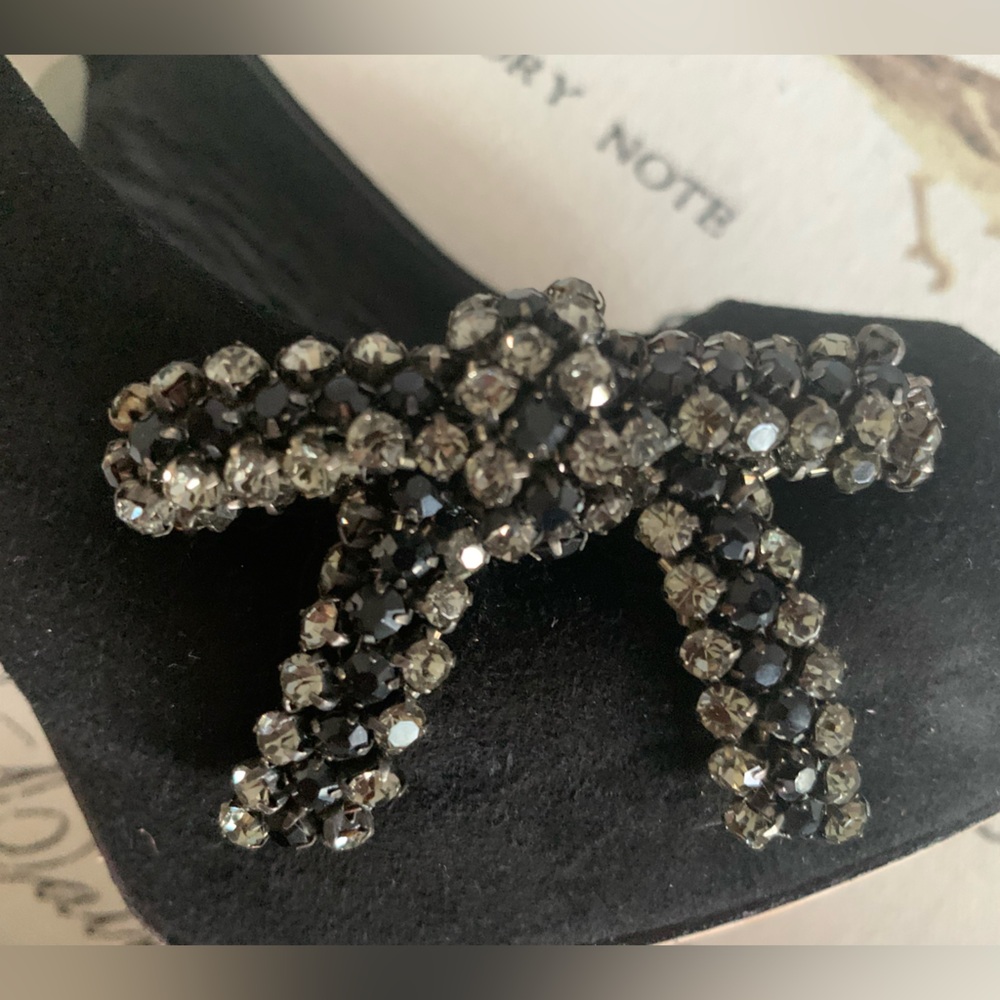GUCCI Authentic Shoes: Black Suede, Peep-Toe, 1 Rhinestone Bow, 5.5 inch Heel 39 - Picture 7 of 16